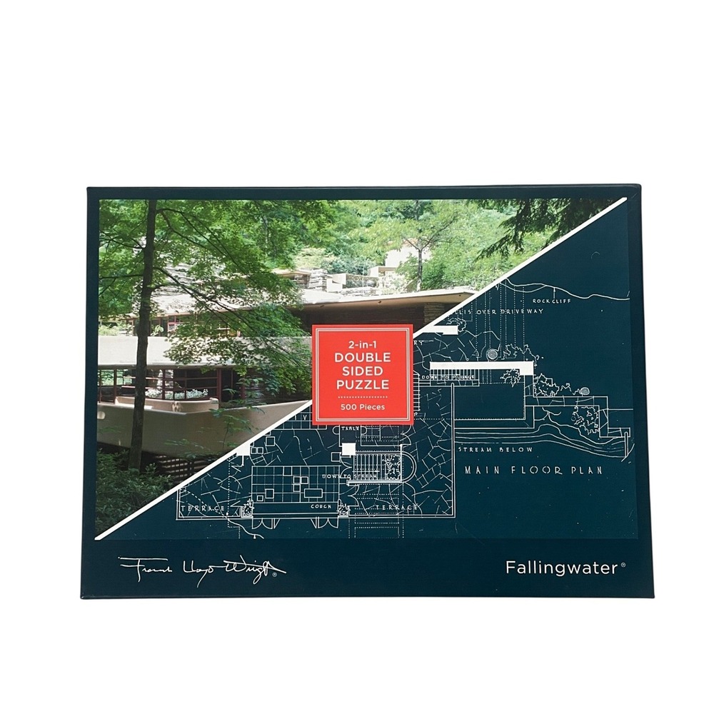 Galison Frank Lloyd Wright Fallingwater Double Sided 500 Piece Puzzle 2-in-1
